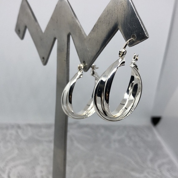 STERLING silver hooks silver plated hoop twist earrings - Picture 4 of 5